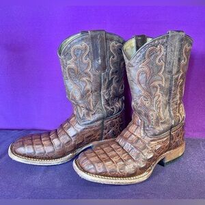 HP Brown Crocodile Pattern Kids Cowboy Boots Size 13
